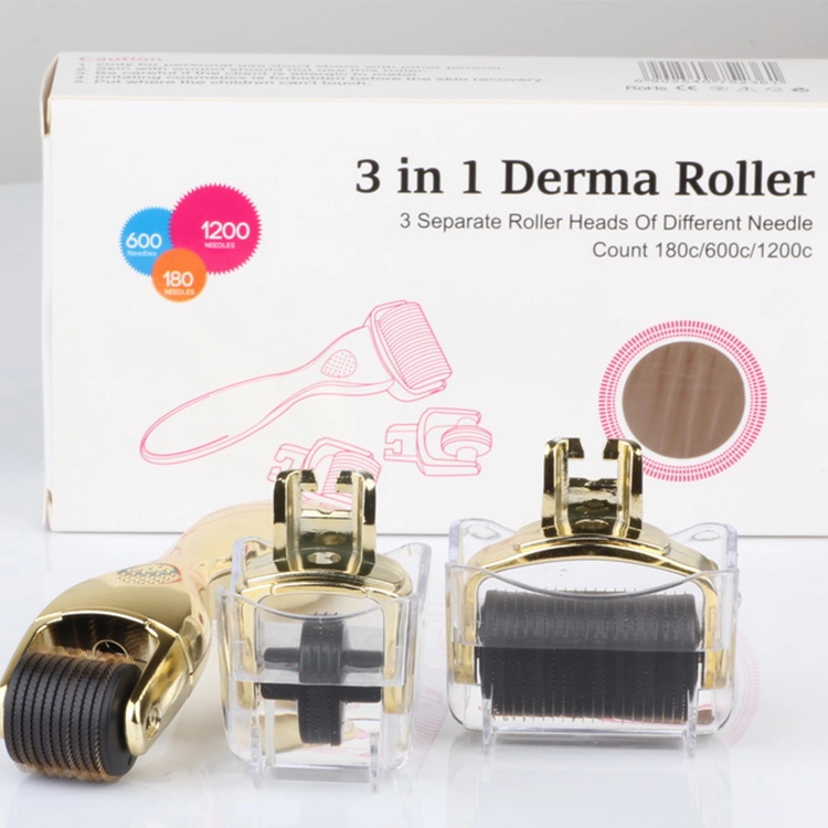 OEM/ODM aangepast merk 3 In 1 Drs Derma Roller voor anti-aging roestvrij staal Titanium 0