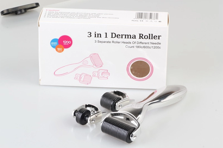 OEM/ODM aangepast merk 3 In 1 Drs Derma Roller voor anti-aging roestvrij staal Titanium 3
